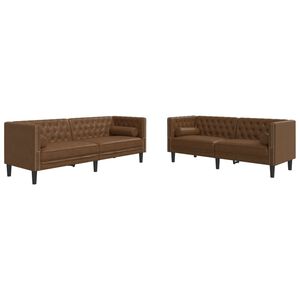 vidaXL 2-personers Chesterfield-sofas&aelig;t m. puder imiteret ruskind brun