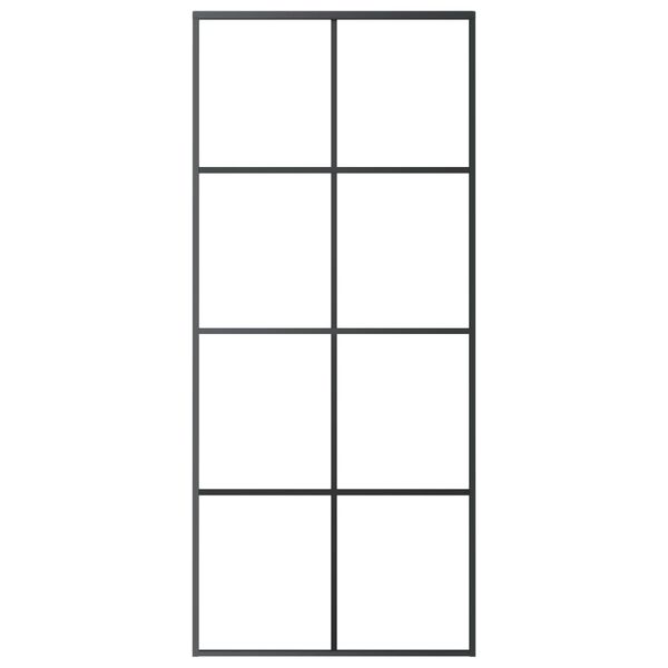 vidaXL skydedør 90x205 cm sikkerhedsglas og aluminium sort