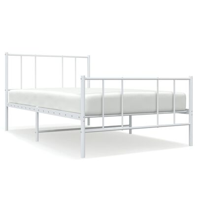 vidaXL sengeramme med sengegavl og fodgærde 75x190 cm metal hvid