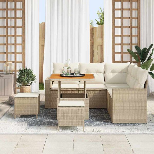 vidaXL Havesofa S&aelig;t 8 pcs Beige polyrattan
