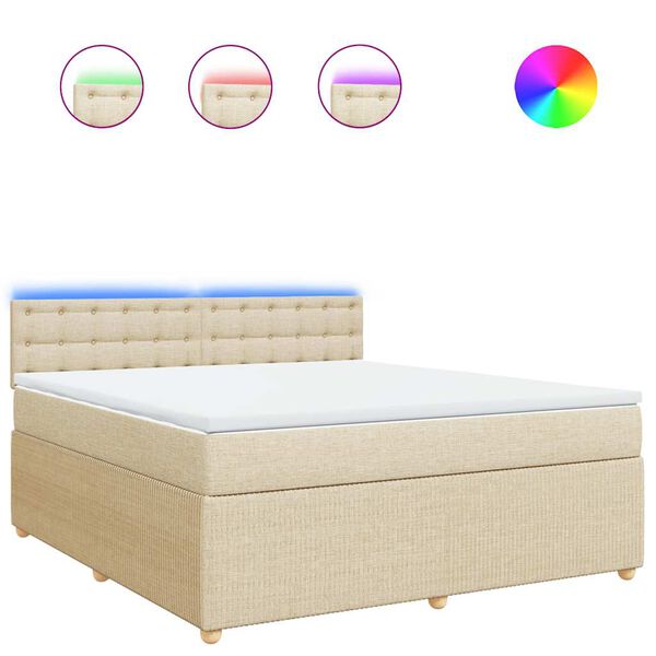vidaXL kontinentalseng med madras 180x200 cm stof cremefarvet
