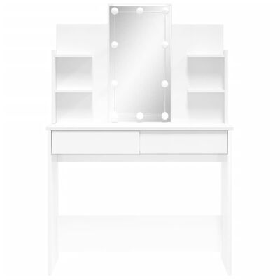 vidaXL makeupbord med LED-lys 96x40x142 cm hvid højglans