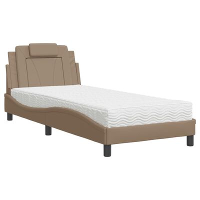 vidaXL seng med madras 80x200 cm kunstlæder cappuccinofarvet