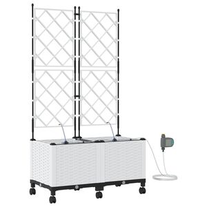 vidaXL Havekrukke med vanding og hjul 2 stk. Hvid 80 x 40 x 148 cm PP