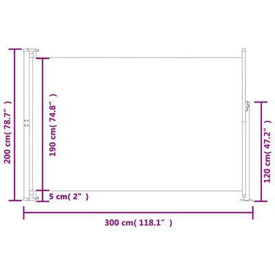 vidaXL sammenrullelig sidemarkise til terrassen 200x300 cm grå