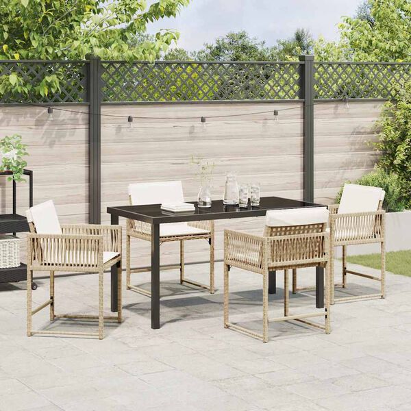 vidaXL Have Spisebordss&aelig;t 5 pcs Beige polyrattan