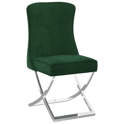 vidaXL spisebordsstole 2 stk. 53x52x98 cm fløjl rustfrit stål grøn