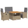 vidaXL spisebordss&aelig;t til haven 4 dele med hynder polyrattan beige