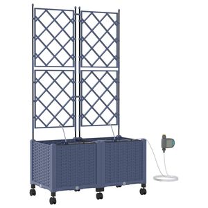 vidaXL Havekrukke med vanding og hjul 2 stk. Gr&aring; 80 x 40 x 148 cm PP