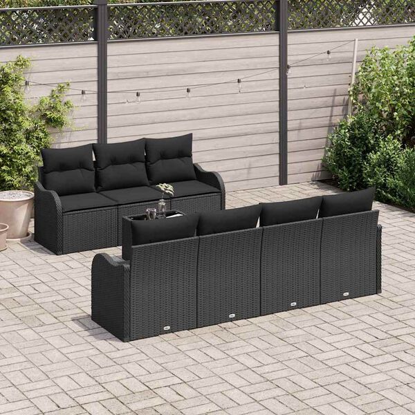 vidaXL Havesofa S&aelig;t Sort 55 x 55 x 37 cm polyrattan