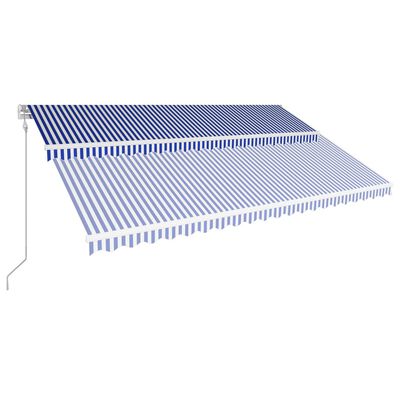vidaXL foldemarkise automatisk betjening 500 x 300 cm blå og hvid