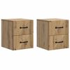 vidaXL V&aelig;gh&aelig;ngt Natbord med skuffe 2 pcs Artisan-eg 34,5 x 33 x 40 cm