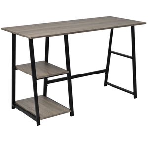 vidaXL skrivebord med 2 hylder gr&aring; og eg