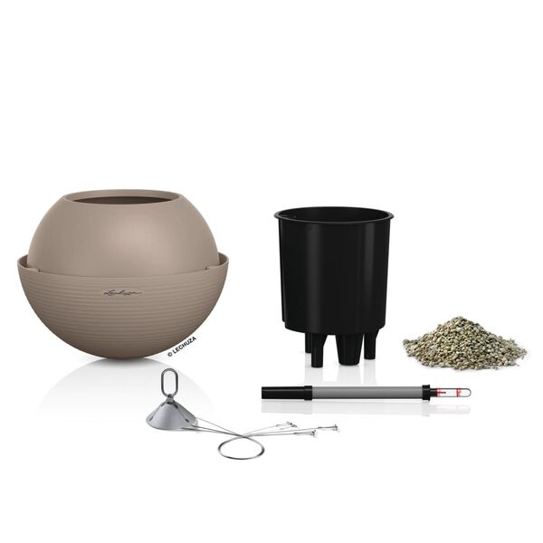 LECHUZA h&aelig;ngende plantekrukke BOLA Color 32 ALL-IN-ONE sandbrun