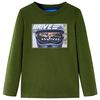 Lang&aelig;rmet T-shirt til b&oslash;rn str. 128 m&oslash;rk kakifarvet