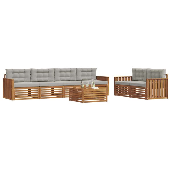 vidaXL Udend&oslash;rs sofagruppe med pude 7 pcs Naturlig og Lys Gr&aring;