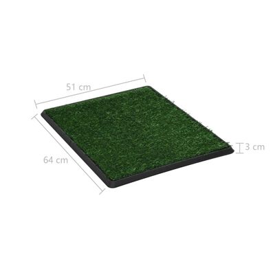 vidaXL kæledyrstoilet med bakke og kunstgræs 64x51x3 cm grøn