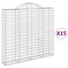 vidaXL buede gabionkurve 15 stk. 200x30x180/200 cm galvaniseret jern