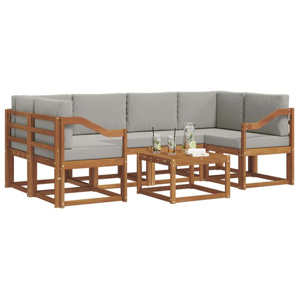 vidaXL Udend&oslash;rs sofagruppe med pude 7 pcs Naturlig og Lys Gr&aring;