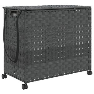 vidaXL vasket&oslash;jskurv med hjul 66x35x60 cm rattan gr&aring;