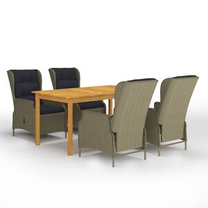 vidaXL spisebordss&aelig;t til haven 5 dele brun