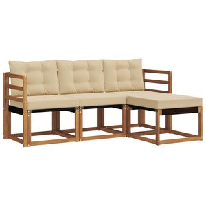 vidaXL Udend&oslash;rs sofagruppe med pude 4 pcs Naturlig og Beige
