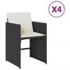 vidaXL havestole med hynder 4 stk. polyrattan sort