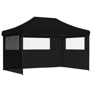 vidaXL foldbart pop-up festtelt med 3 sidev&aelig;gge sort