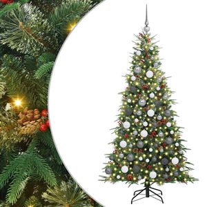vidaXL Kunstigt Hinged Juletr&aelig; med 300 LED'er Gr&oslash;n 180 cm PE og PVC