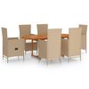 vidaXL spisebordss&aelig;t til haven 7 dele polyrattan beige