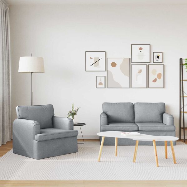 vidaXL Sofa S&aelig;t 2 pcs Lysegr&aring; 144 x 80 x 85 cm Stof