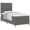 vidaXL Box spring seng med hovedg&aelig;rde M&oslash;rkegr&aring; 90 x 200 cm Stof