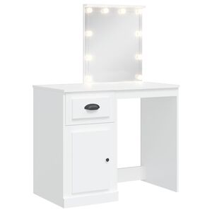 vidaXL makeupbord med LED-lys 90x42x132,5 cm hvid
