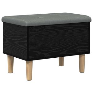 vidaXL Opbevaringsb&aelig;nk med pude Sort eg 62 x 42 x 46 cm
