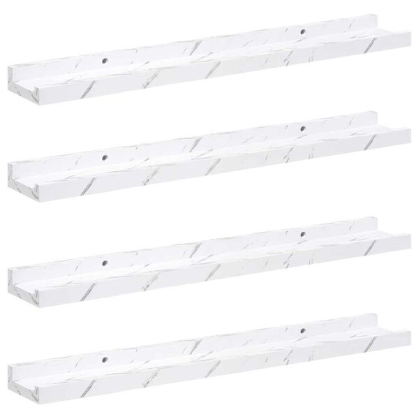 vidaXL V&aelig;ghylde 4 pcs Hvid marmor 60 x 9 x 3 cm Konstrueret tr&aelig;