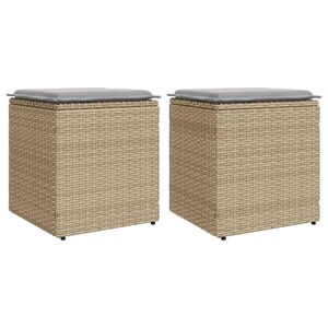 vidaXL havestole med hynder 2 stk. 40x40x43 cm polyrattan beige