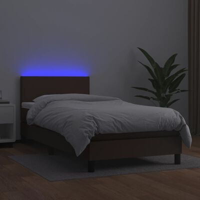 vidaXL kontinentalseng med LED-lys 80x200 cm kunstlæder brun