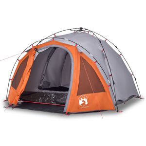 vidaXL 3-personers campingtelt kuppel quick-release gr&aring; og orange