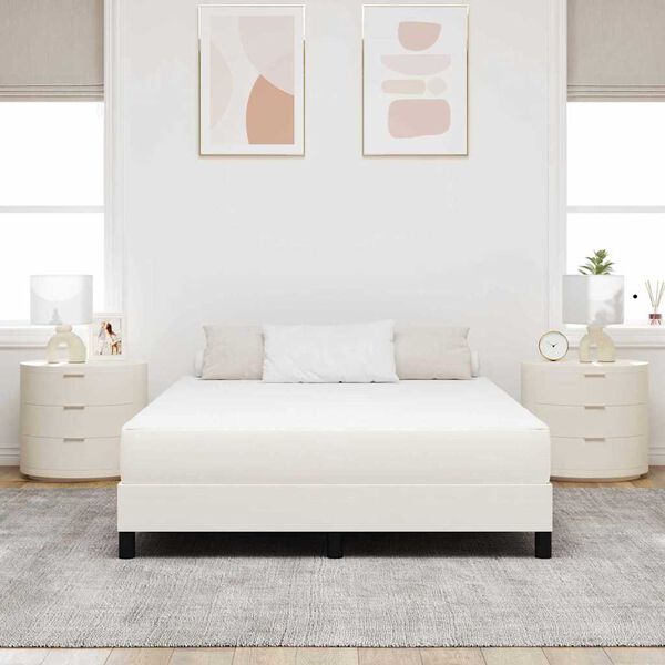 vidaXL Sengemadras med madras Creme 160 x 200 cm Stof