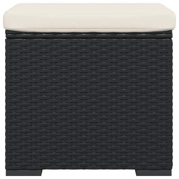 vidaXL ottoman med hynde 40x30x40 cm polyrattan sort