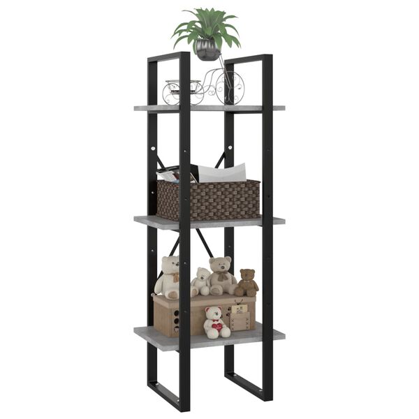 vidaXL bogreol med 3 hylder 40x30x105 cm konstrueret træ betongrå