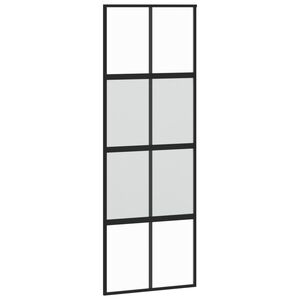 vidaXL skydedør 76x205 cm hærdet glas og aluminium sort