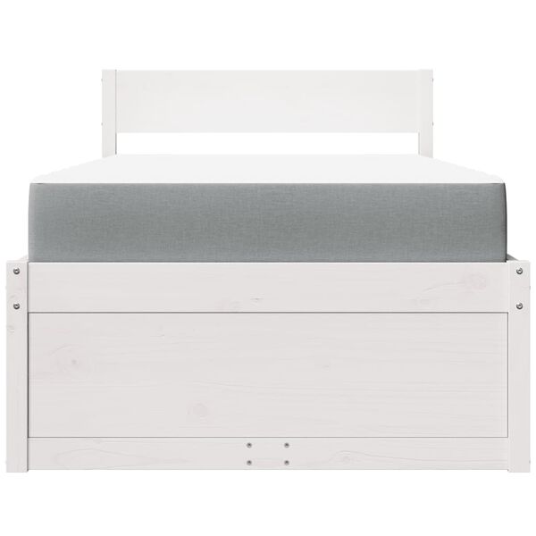 vidaXL seng med skuffer og madras 90x190 cm massivt fyrretr&aelig; hvid