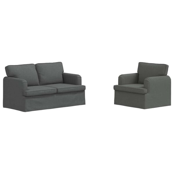 vidaXL Sofa 2 pcs M&oslash;rkegr&aring; 144 x 80 x 85 cm Stof