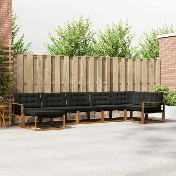 vidaXL Udend&oslash;rs sofagruppe 21 pcs Naturlig og sort Massivt Akacietr&aelig;