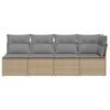vidaXL 4-personers havesofa med hynder polyrattan beige