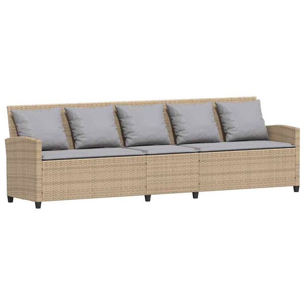 vidaXL 5-personers havesofa med hynder polyrattan beige