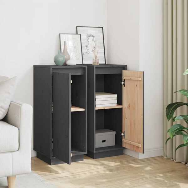 vidaXL sk&aelig;nke 2 stk. 31,5x34x75 cm massivt fyrretr&aelig; gr&aring;