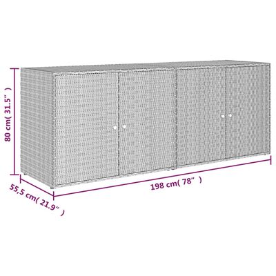 vidaXL opbevaringsskab til haven 198x55,5x80 cm polyrattan grå