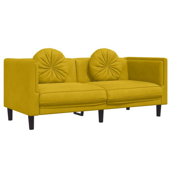 vidaXL 2-personers sofa med hynder velour gul